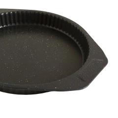Tartera De Acero Negro Granito Redondo 35.5 x 30 x 4 Cm en internet