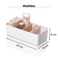 Mini Organizador Plástico Con División En Bambú (4 Espacios) - comprar online