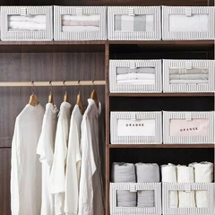 Caja Forrada Plegable para Ropa Brest Strips Grey - Vienna Hogar