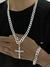 Conjunto grumet 10mm, corrente + pulseira + pingente cruz c/ cristo - Prata 925 - comprar online