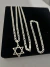 Conjunto grumet 5mm, corrente (70cm) + pulseira + pingente estrela de Davi - Prata 925