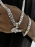 Conjunto grumet 10mm, corrente + pulseira + pingente jacaré - Prata 925 - comprar online