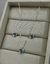 Conjunto ponto de luz azul água - Prata 925