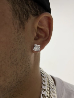 Par de brincos zircônia quadrado 10mm - Prata 92(