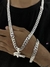 Conjunto grumet 10mm, corrente + pulseira + pingente jacaré - Prata 925