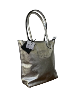 PAULA CUERO GRANEADO PLATA C/CIERRE - tienda online