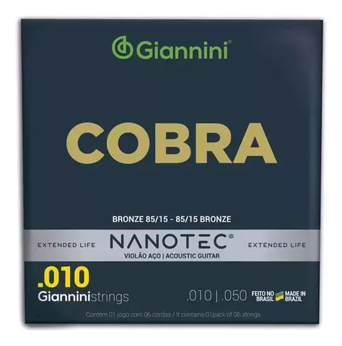 Encordoamento Giannini Violão Nanotec 0.10.050 Bronze