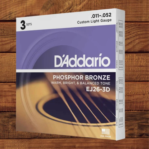 Pack D'addario Violão Aço Phosphor 0.11-052 EJ26