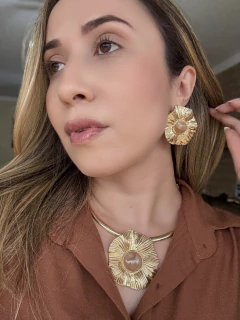 Conjunto flor maximalista citrino - comprar online