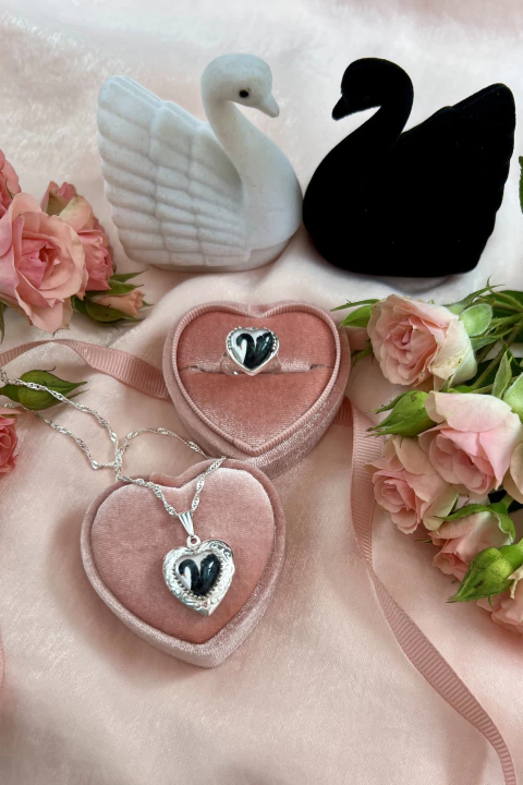 Conjunto botão vintage 'Cisne de Porcelana' Prata - comprar online