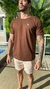 Camiseta Masculina - Algodão Fio 30 Penteado - Marrom - comprar online