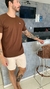 Camiseta Masculina - Algodão Fio 30 Penteado - Marrom - loja online