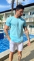Camiseta Masculina Básica Em Algodão Fio 30 Penteado - Azul na internet