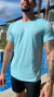 Camiseta Masculina Básica Em Algodão Fio 30 Penteado - Azul - comprar online
