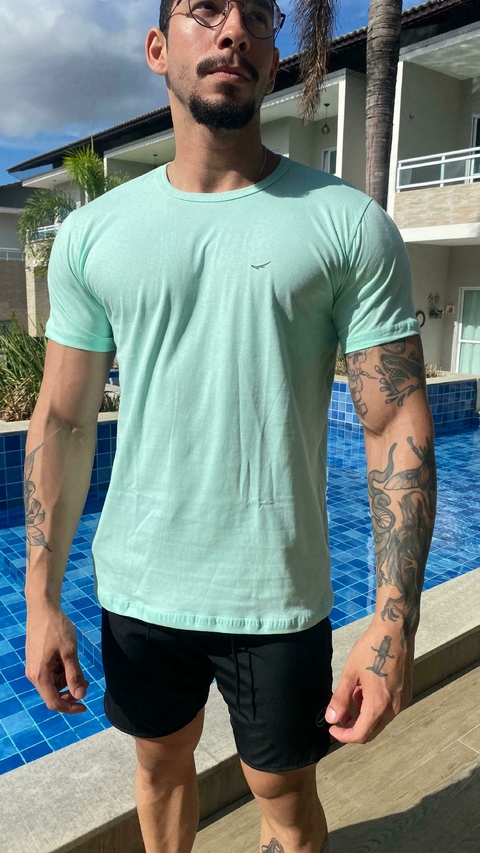 Camiseta Masculina Básica Em Algodão Fio 30 Penteado - Verde - comprar online