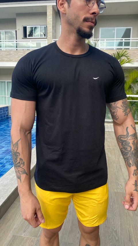 Camiseta Masculina Básica Em Algodão Fio 30 Penteado - Preto - comprar online