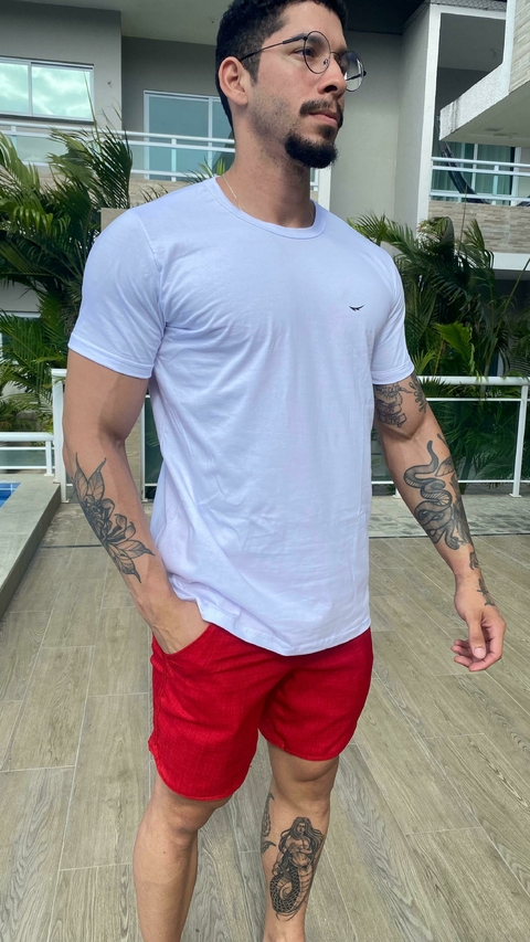 Camiseta Masculina Básica Em Algodão Fio 30 Penteado - Branco - comprar online