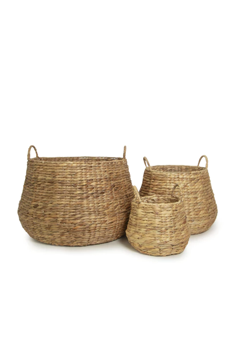 Canastos redondos con manijas set x3