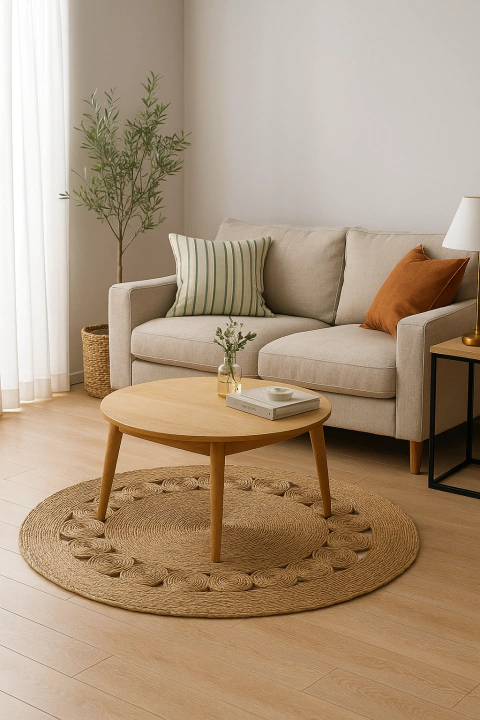 Alfombra De Yute Redonda Diámetro 150 cm - comprar online