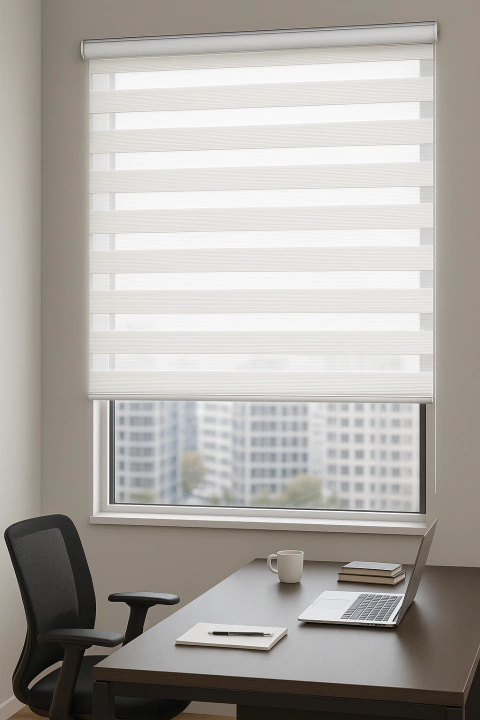 Cortina Persiana Zebra Sun Screen Blanco 130x120 Hogar