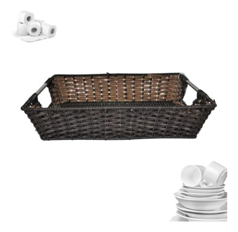 Bandeja De Plástico Marrón Con Manija