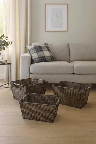 Canastos De Plastico Con Manijas De Metal Set X3 - comprar online