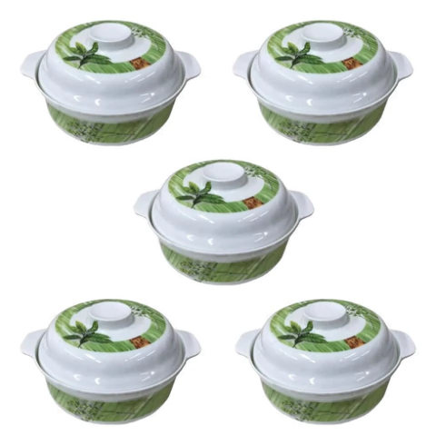 Bowl De Melamina 19cm Con Tapa (set X 5)