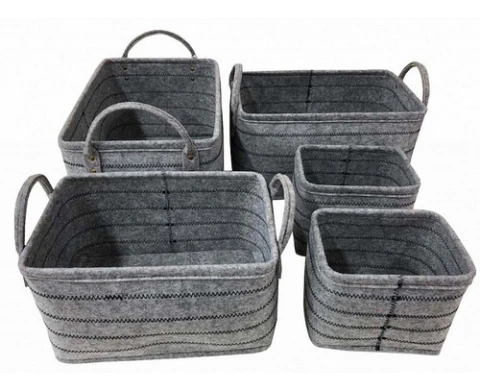 Canasto Gris De Felpa X5