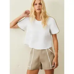 BLUSA LINHO DETALHE BICOLOR