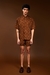 Shorts cintura alta estampa monograma