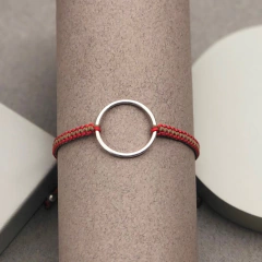 Pulseras tejidas con hilos de seda en 2 colores, con centro - tienda online