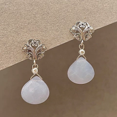 Aros gota flat con base de plata - comprar online