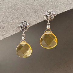 Aros gota flat con base de plata - tienda online