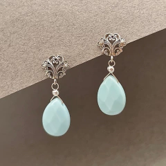 Imagen de Aros gota flat con base de plata