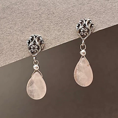 Aros gota flat con base de plata - BLAUHAUS JOYAS