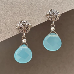 Aros gota flat con base de plata