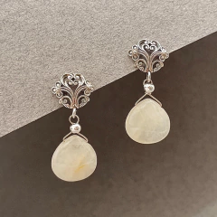 Aros gota flat con base de plata