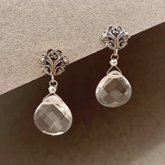 Aros gota flat con base de plata - tienda online