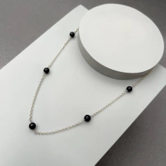 Collar corto de plata con ágata gris – hecho a mano - comprar online