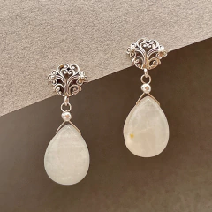 Aros gota flat con base de plata - comprar online