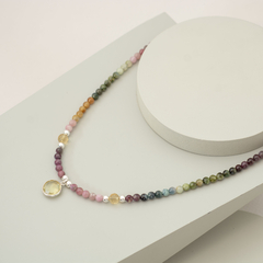 Collar turmalina multicolor y citrino - comprar online