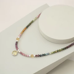 Collar turmalina multicolor y citrino - comprar online