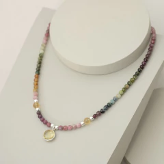 Collar turmalina multicolor y citrino en internet