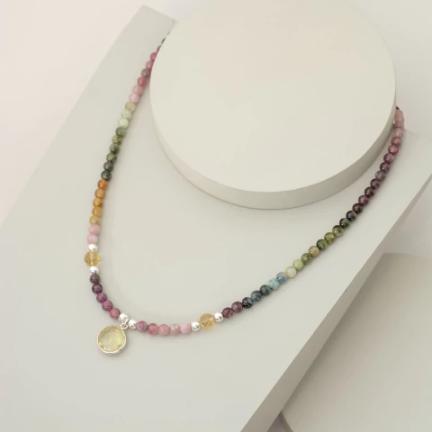 Collar turmalina multicolor y citrino