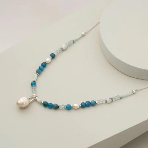 Collar corto cadena Plata 925 con centro de perla