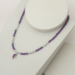 Collar de plata, amatista y aguamarina en internet