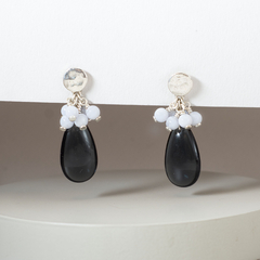 Aros combinados con gota checa color azul oscuro y calcedonia - comprar online