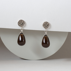Aros gota mediana con base de plata