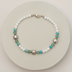 Pulsera de ágata blanca y lapsilázuli/aventurina - comprar online
