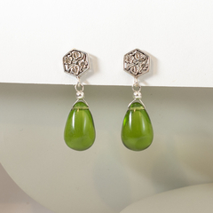 Aros gota mediana con base de plata - comprar online